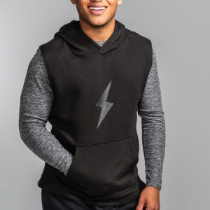 BOLT Sleeveless Hoodie - Black/Black Bolt