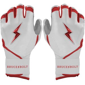 PREMIUM PRO CHROME Series Long Cuff Batting Gloves - RED