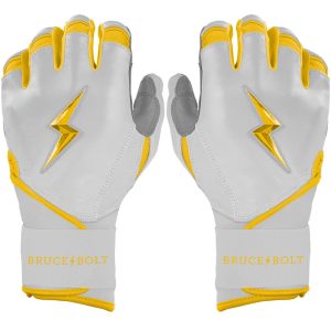 PREMIUM PRO CHROME Series Long Cuff Batting Gloves - YELLOW