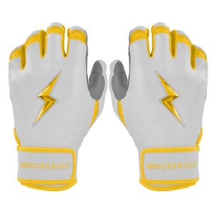 PREMIUM PRO CHROME Series Short Cuff Batting Gloves - YELLOW